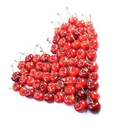 Cherries on white background - close up
